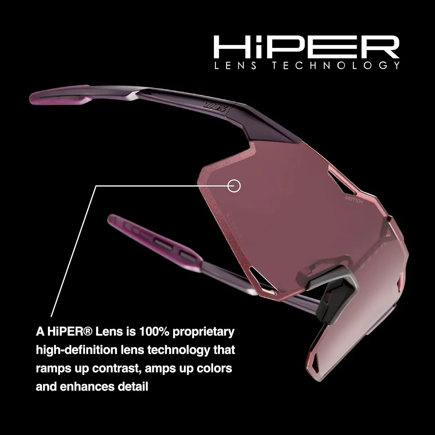 100% HYPERCRAFT Sport Performance Frameless Sunglasses (Gloss Light Grey - Purple Multilayer Mirror Lens)
