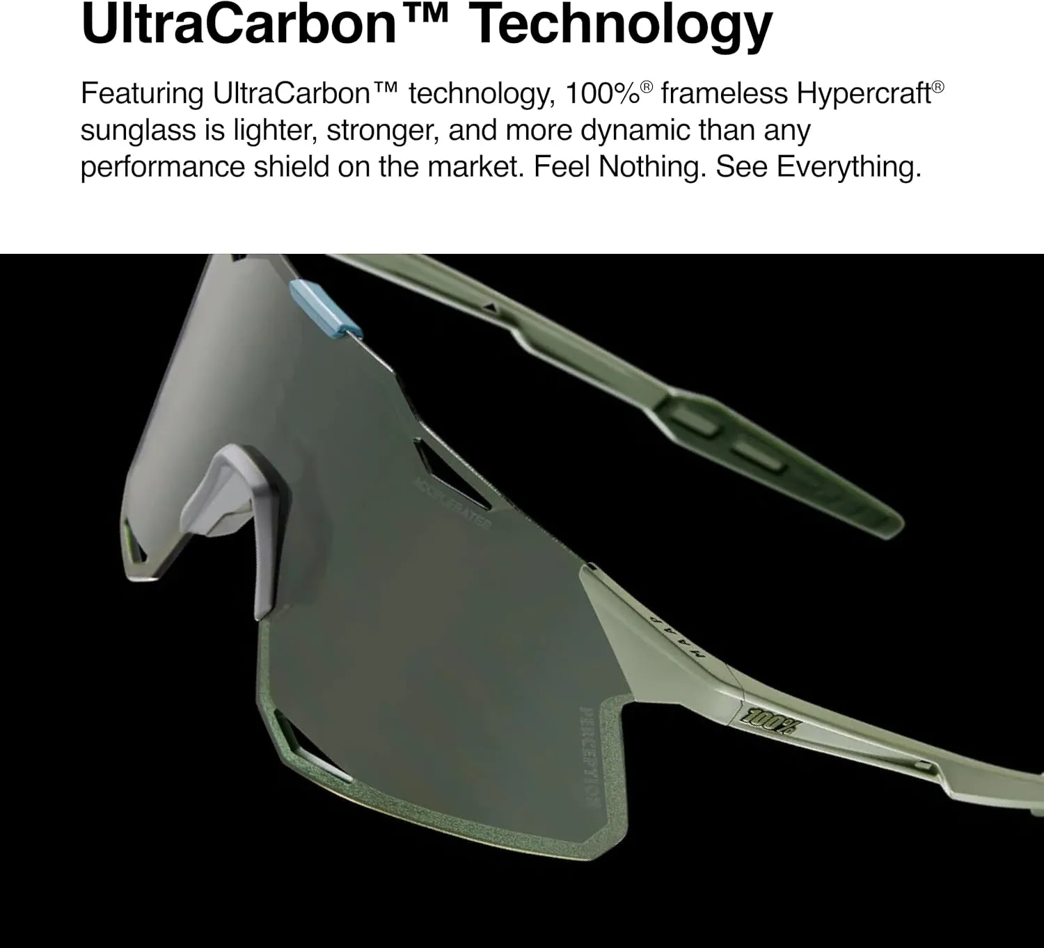100% HYPERCRAFT Sport Performance Frameless Sunglasses (Gloss Light Grey - Purple Multilayer Mirror Lens)