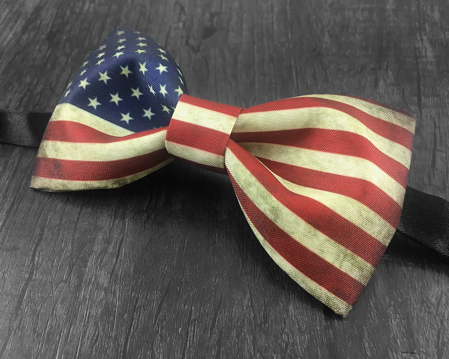100% Satin Silk Mens Pre-tied Bowtie Stars Stripes American Flag Solid Bow Ties