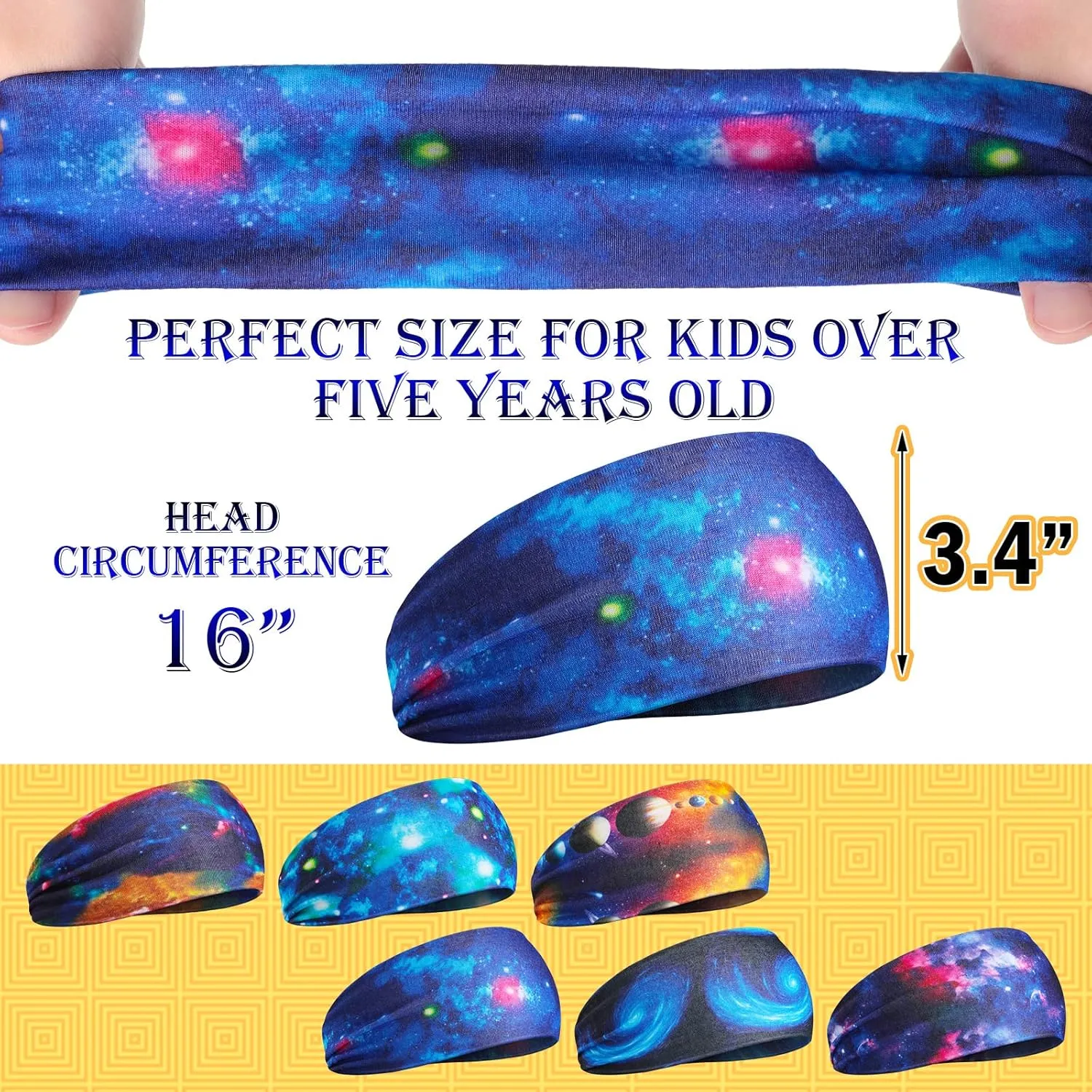 12 Pieces Athletic Headbands for Sports - 16 Inch Soft Wicking Elastic Hairbands for Kids, Toddlers, Girls and Boys