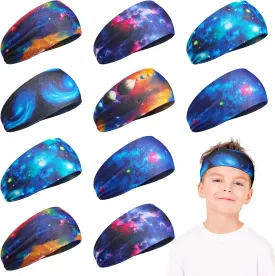 12 Pieces Athletic Headbands for Sports - 16 Inch Soft Wicking Elastic Hairbands for Kids, Toddlers, Girls and Boys