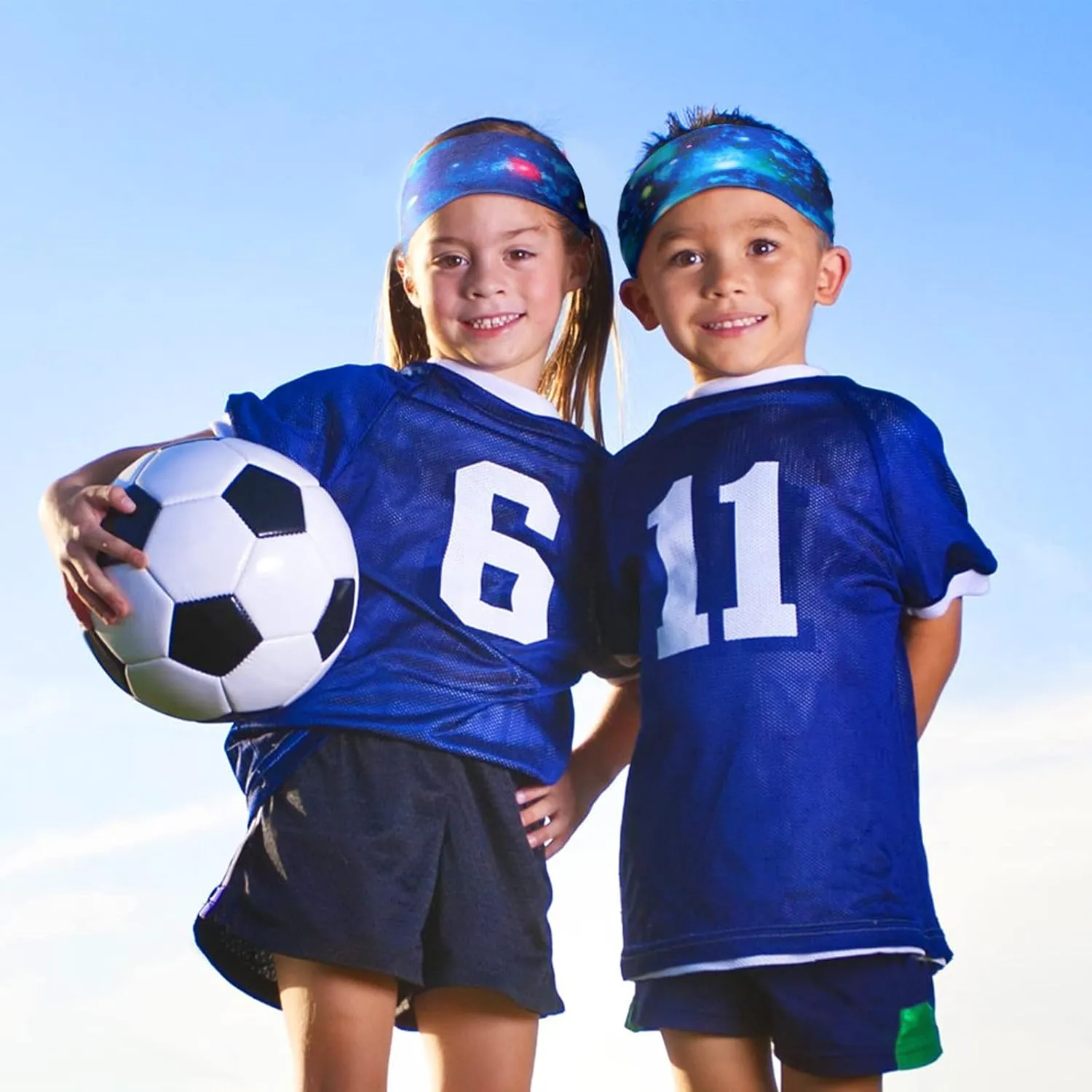 12 Pieces Athletic Headbands for Sports - 16 Inch Soft Wicking Elastic Hairbands for Kids, Toddlers, Girls and Boys