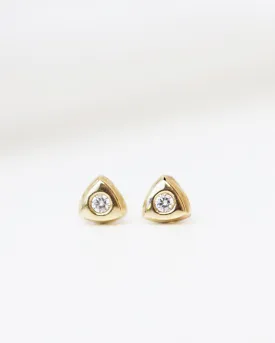 14k Triangle button Earrings