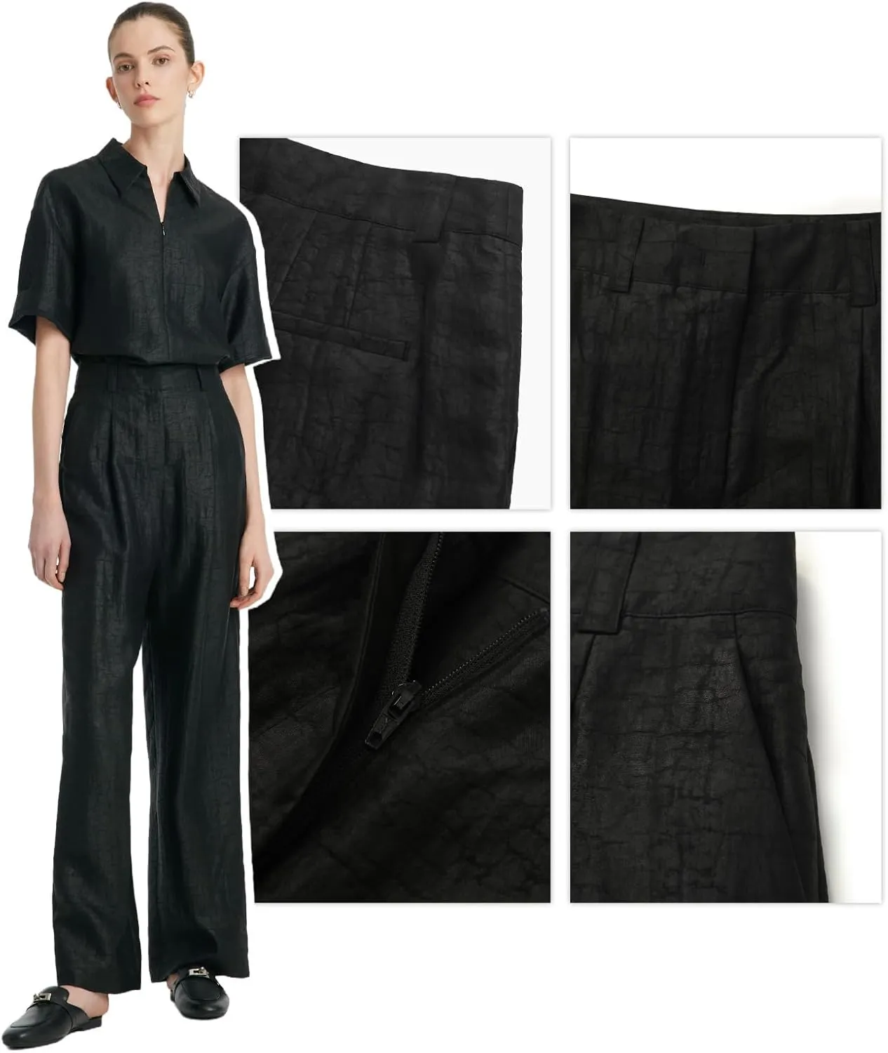 18 MM Xiang Yun Silk Palazzo Pants for Women Straight Loose Wide Leg Pants for Women Beach Vacation Summer with Pocket