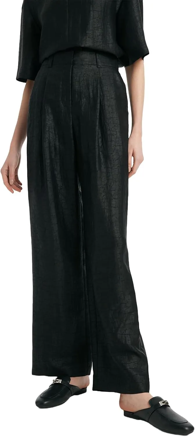 18 MM Xiang Yun Silk Palazzo Pants for Women Straight Loose Wide Leg Pants for Women Beach Vacation Summer with Pocket