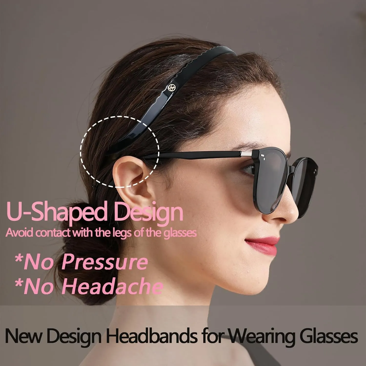 2 Pack Eyewear Headbands No Pressure,No Headache,Comfortable Hairbands for Womens Sisters Girls Gifts-Black,Tortoise