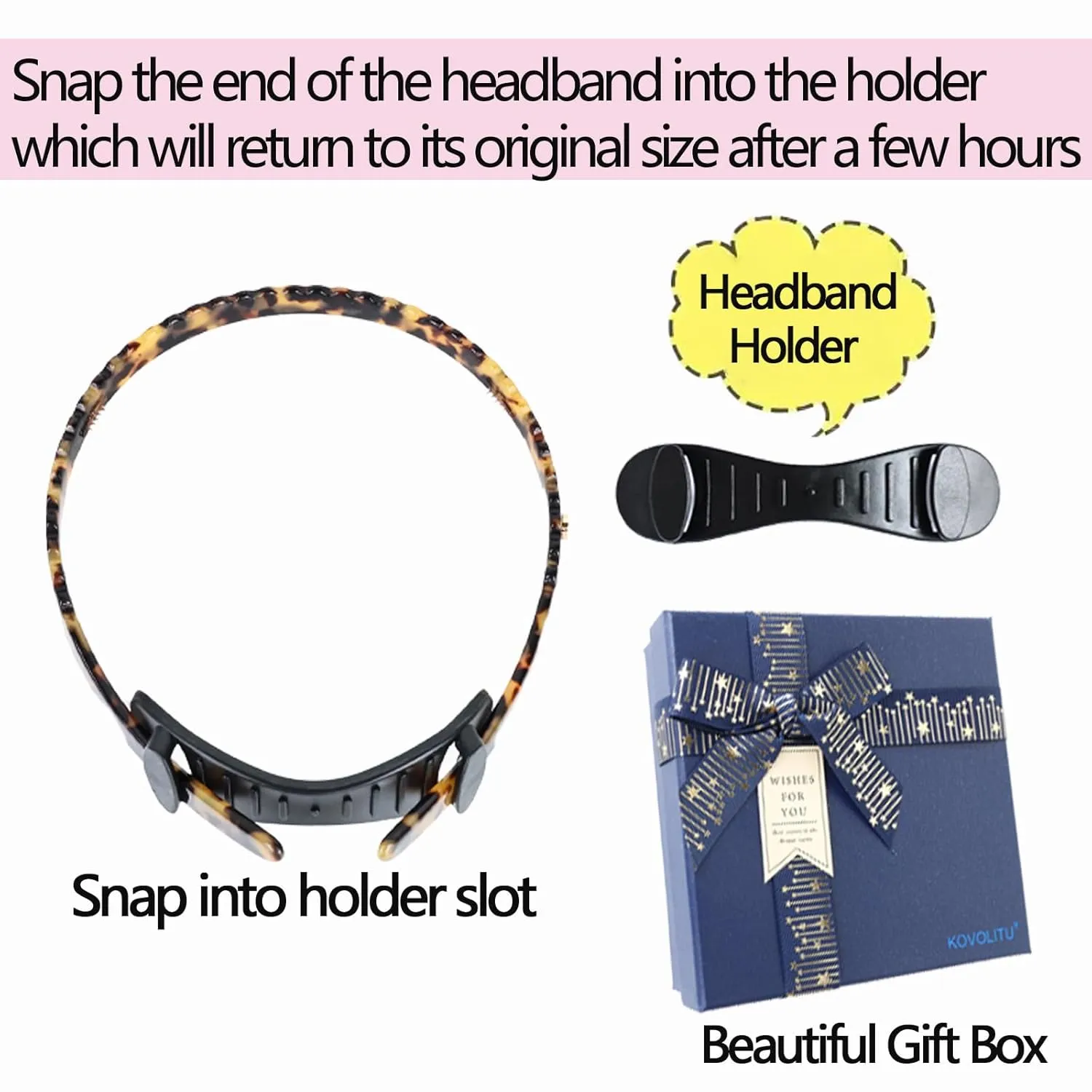 2 Pack Eyewear Headbands No Pressure,No Headache,Comfortable Hairbands for Womens Sisters Girls Gifts-Black,Tortoise