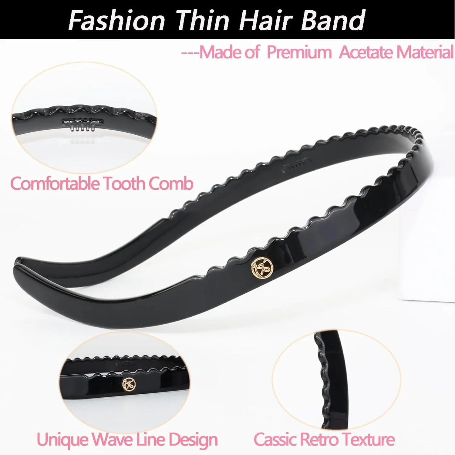 2 Pack Eyewear Headbands No Pressure,No Headache,Comfortable Headbands Hairbands for Womens Sisters Girls Gifts-Black,Amber