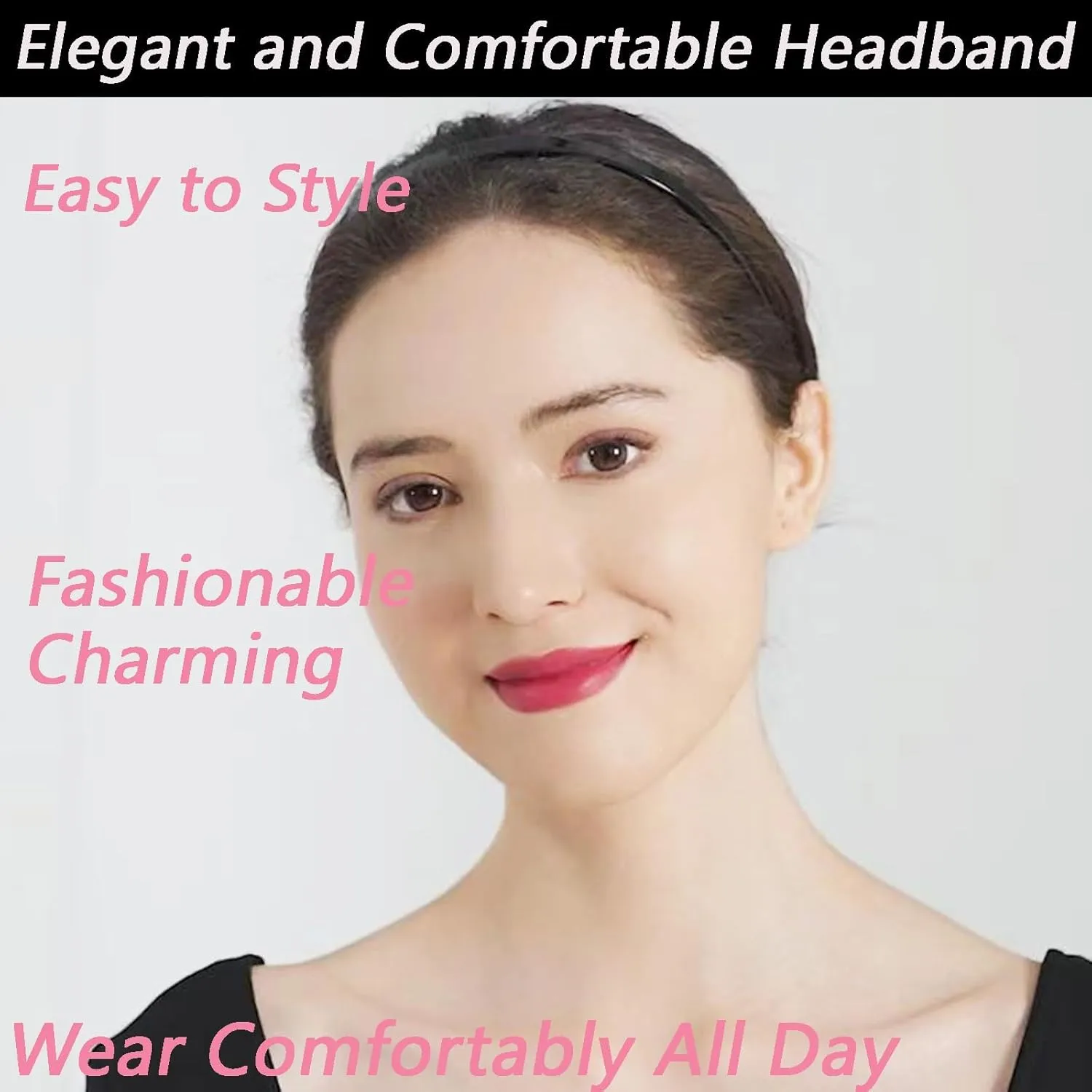 2 Pack Eyewear Headbands No Pressure,No Headache,Comfortable Headbands Hairbands for Womens Sisters Girls Gifts-Black,Amber