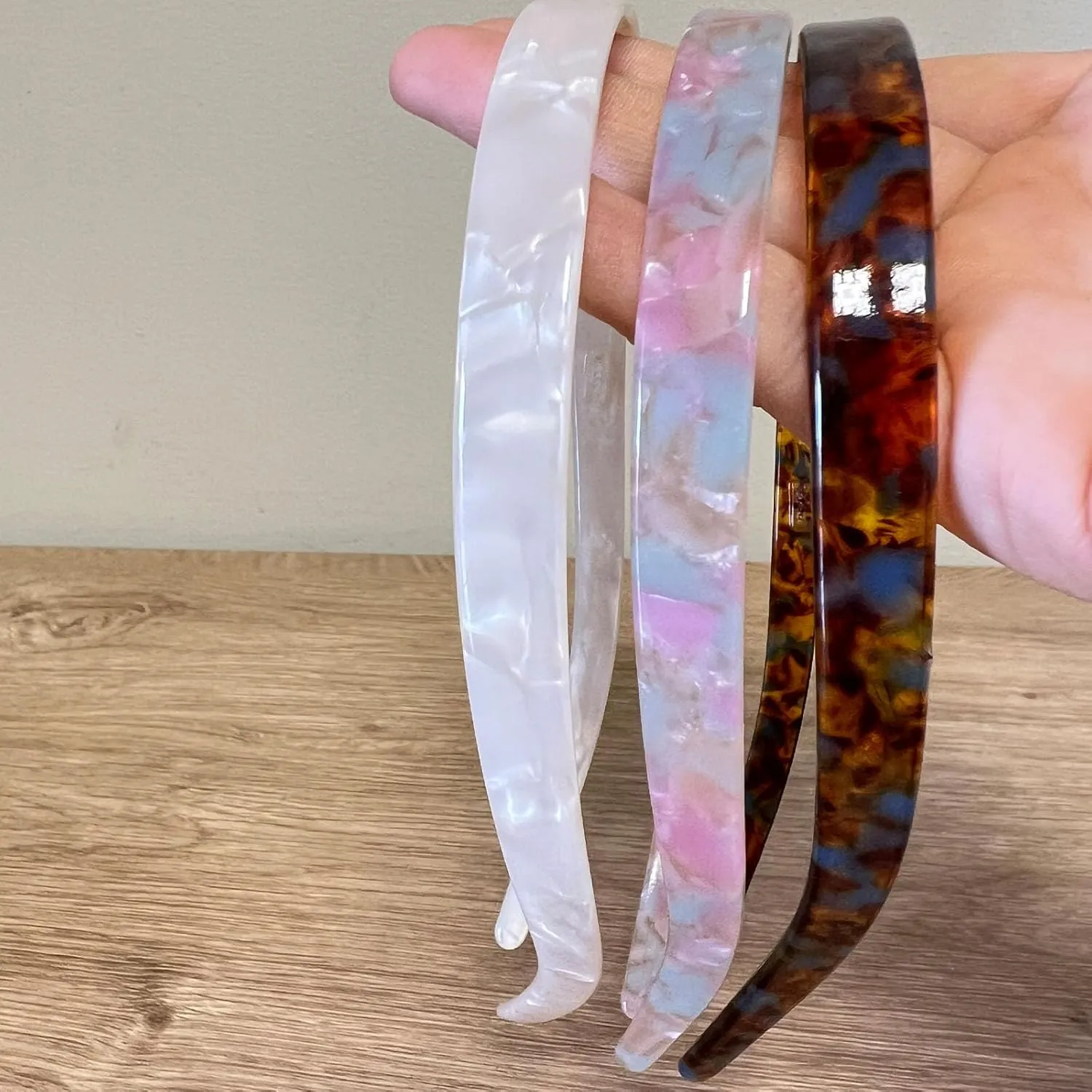 3 Pack Eyewear Headbands Comfortable Plain Hairbands for Women Designed for Glasses Wears Fashion Skinny Headbands(White,Purple,Brown)