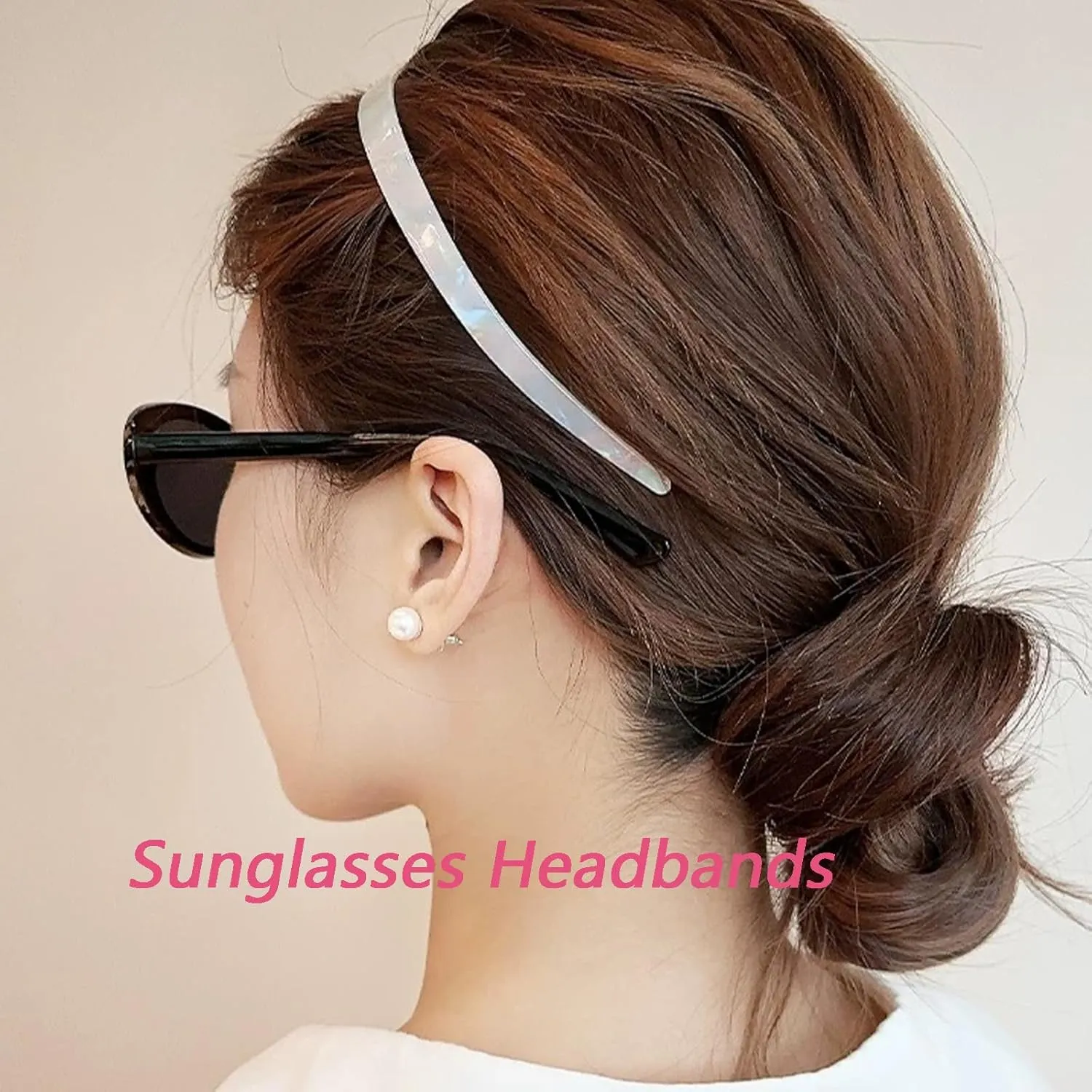 3 Pack Eyewear Headbands Comfortable Plain Hairbands for Women Designed for Glasses Wears Fashion Skinny Headbands(White,Purple,Brown)