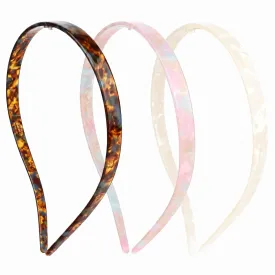 3 Pack Eyewear Headbands Comfortable Plain Hairbands for Women Designed for Glasses Wears Fashion Skinny Headbands(White,Purple,Brown)