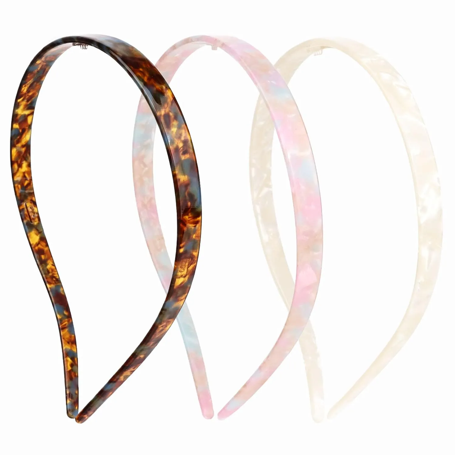 3 Pack Eyewear Headbands Comfortable Plain Hairbands for Women Designed for Glasses Wears Fashion Skinny Headbands(White,Purple,Brown)