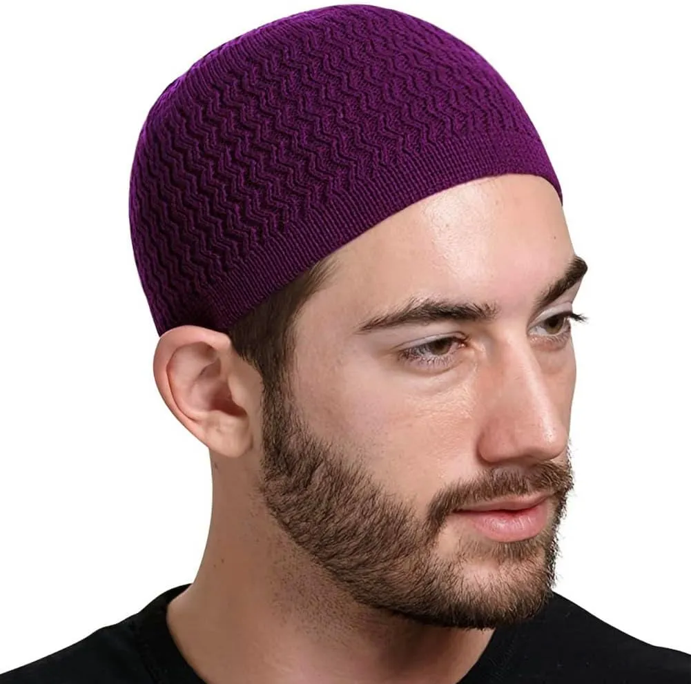 6 Pcs Knit Kufi Hats for Men Women Muslim Stretchy Skull Caps Cotton Helmet Liner Breathable Crochet Beanie Hat