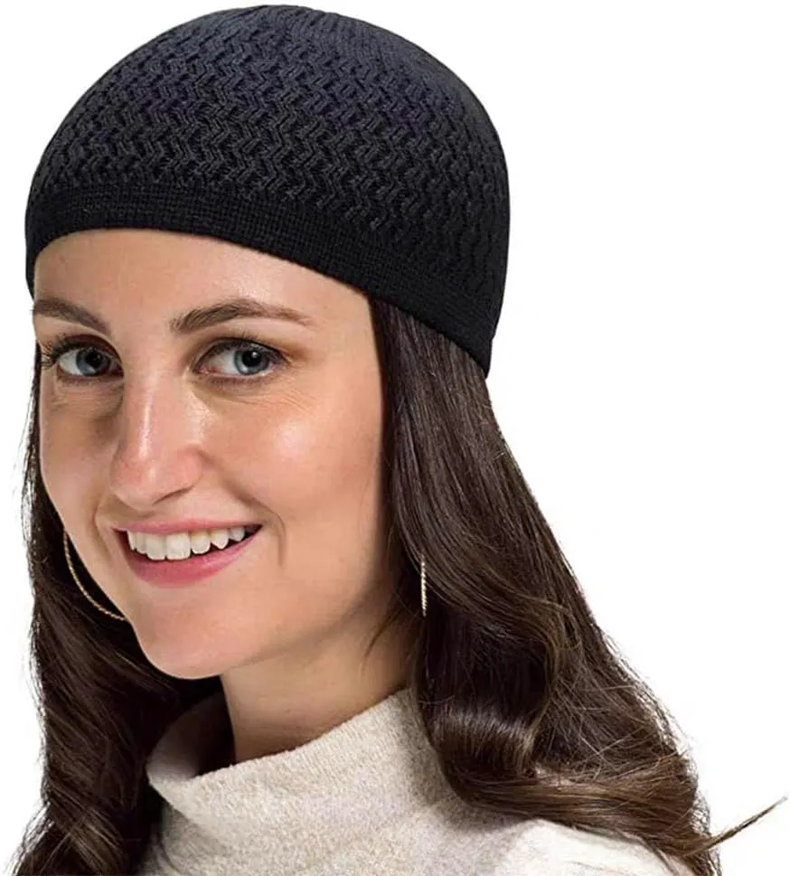 6 Pcs Knit Kufi Hats for Men Women Muslim Stretchy Skull Caps Cotton Helmet Liner Breathable Crochet Beanie Hat