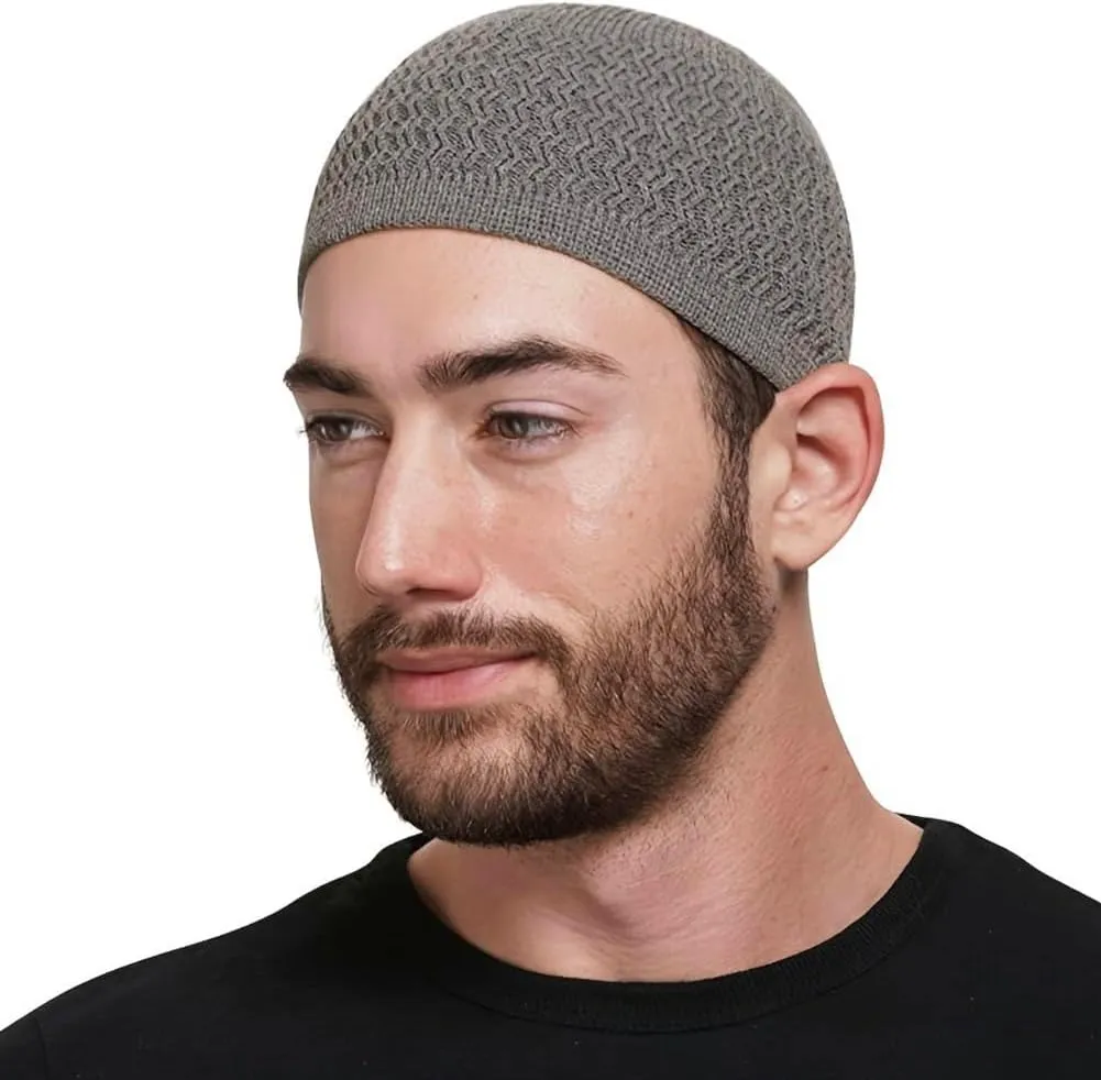 6 Pcs Knit Kufi Hats for Men Women Muslim Stretchy Skull Caps Cotton Helmet Liner Breathable Crochet Beanie Hat