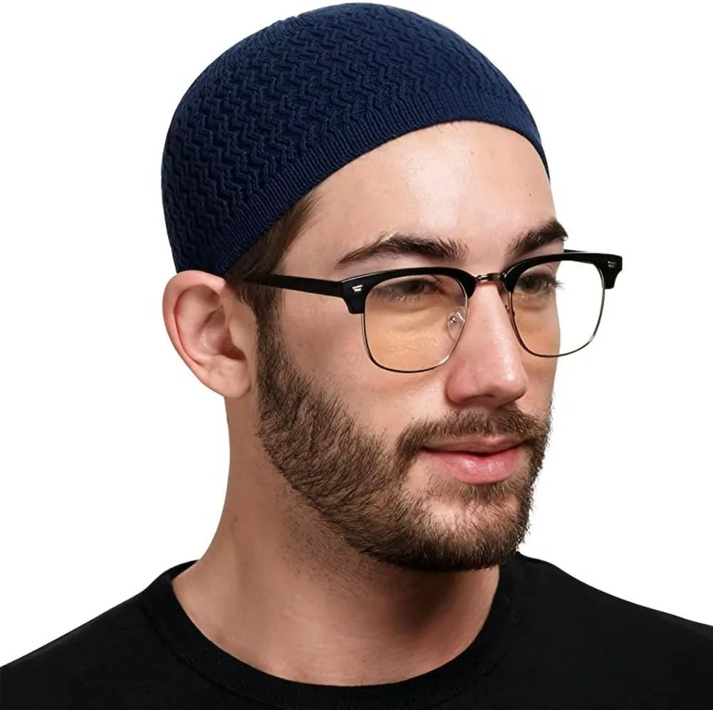 6 Pcs Knit Kufi Hats for Men Women Muslim Stretchy Skull Caps Cotton Helmet Liner Breathable Crochet Beanie Hat