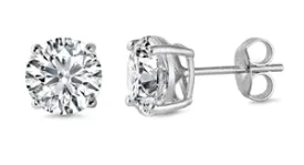 925 Sterling Silver CZ Stud Earrings - 4mm AAAA 
