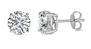 925 Sterling Silver CZ Stud Earrings - 4mm AAAA 