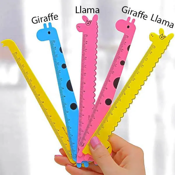 Animal Shaped Rulers, Llama, Giraffes Coloured Children Rulers