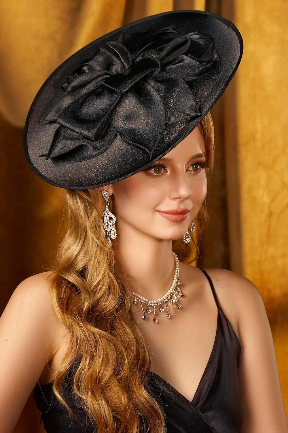 BABEYOND Derby Hats for Women - Fascinators Tea Party Hats Headband Wide Brim Fascinator Wedding Cocktail Flower Feathers