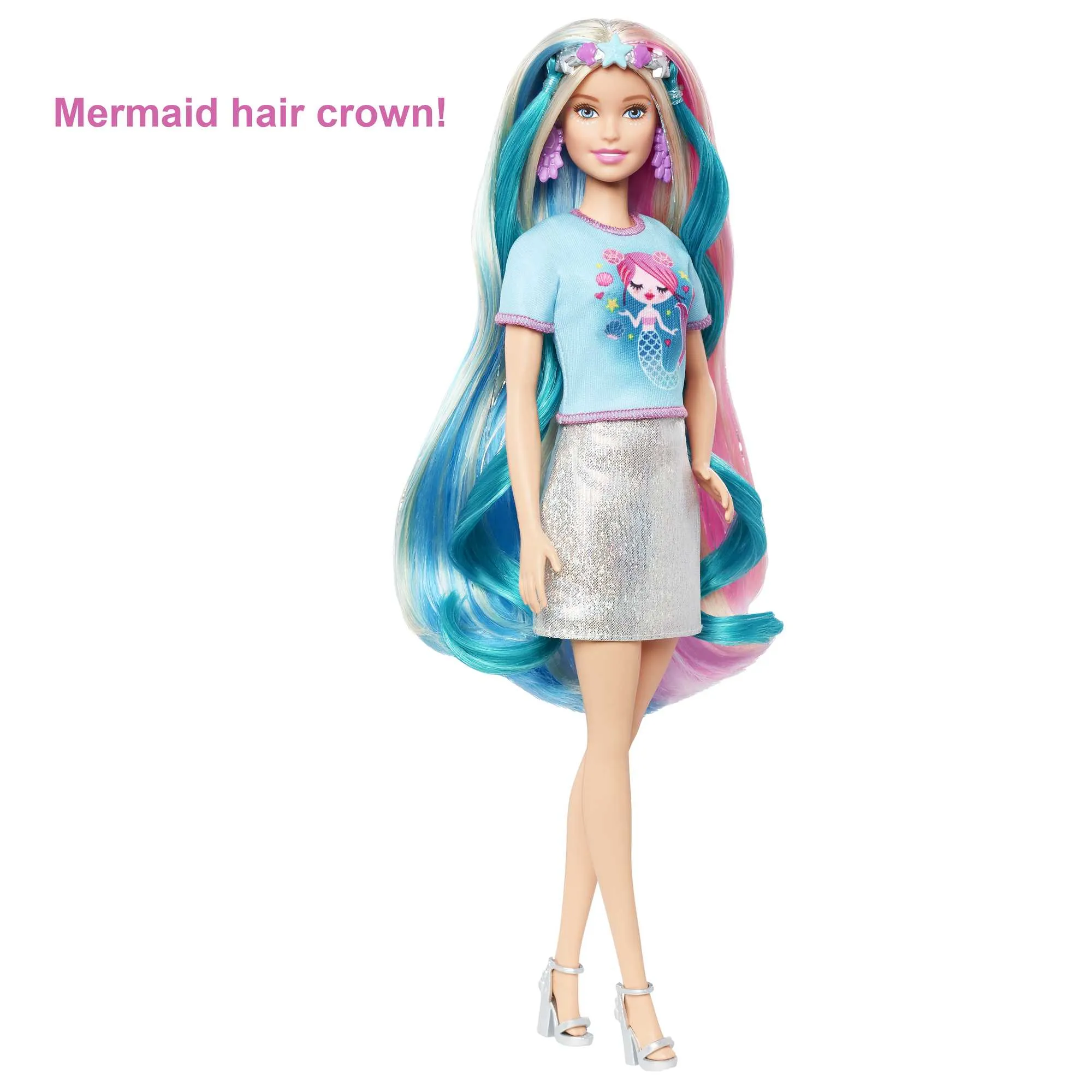 Barbie Fantasy Hair Fashion Doll With Colorful Blonde Hair, Accessories And Clothes