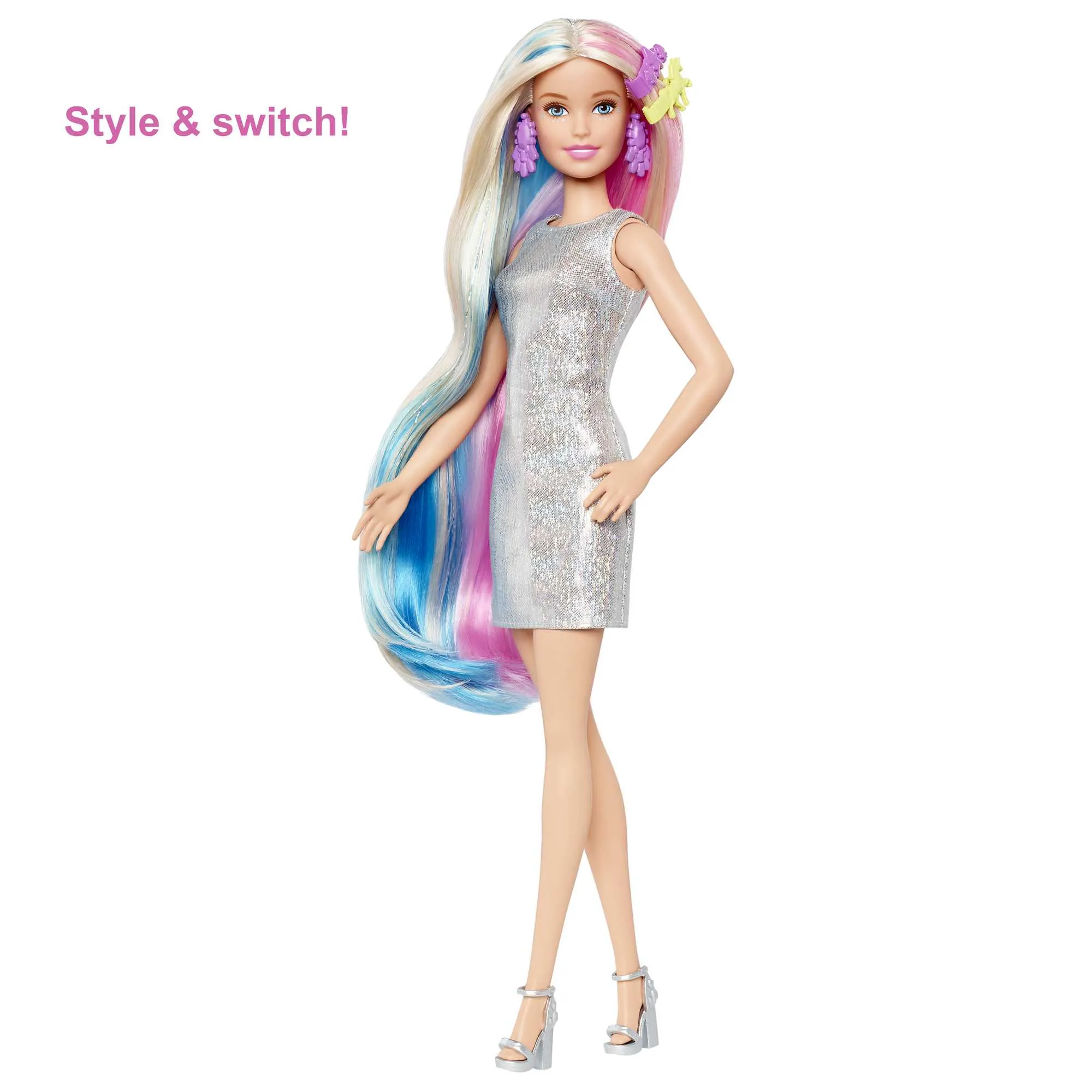 Barbie Fantasy Hair Fashion Doll With Colorful Blonde Hair, Accessories And Clothes