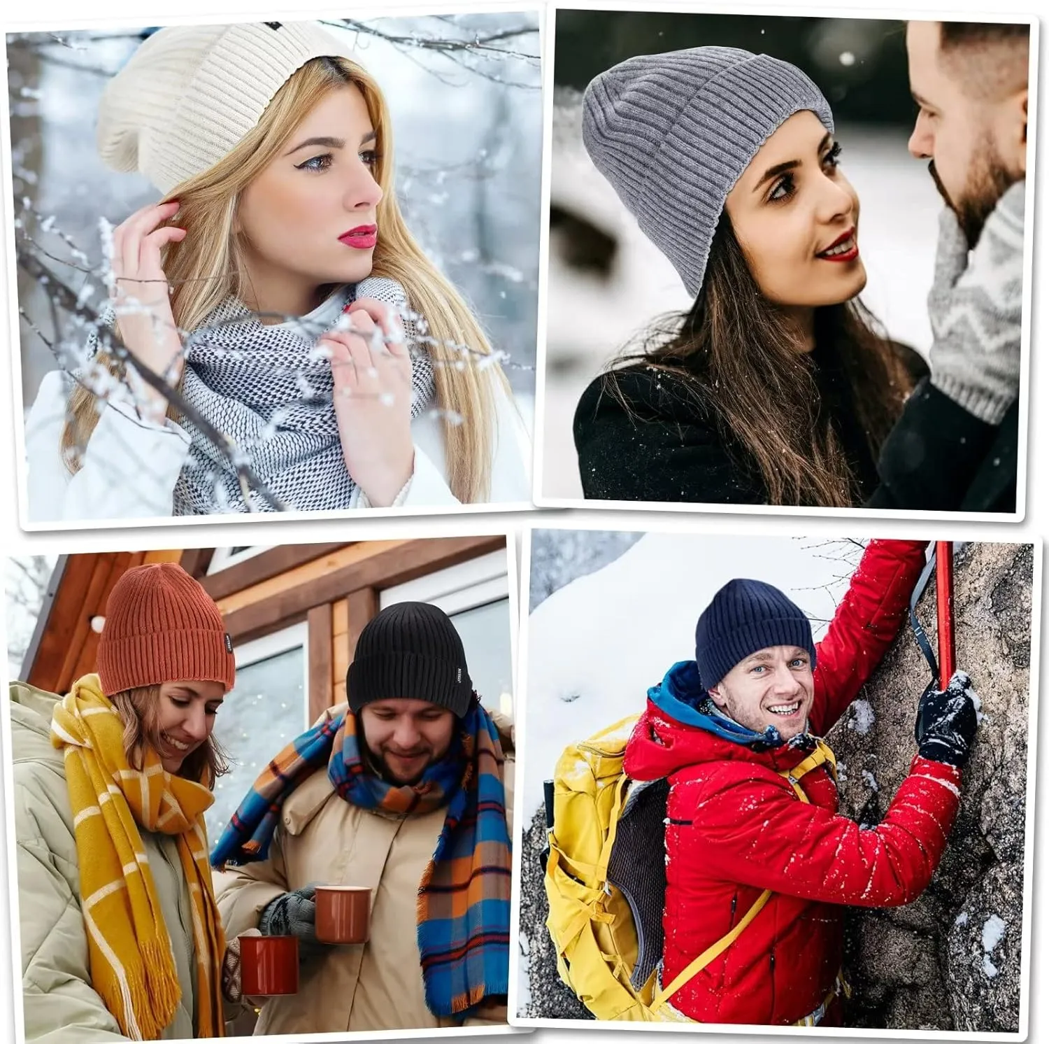 Beanie Hats for Men 30% Merino Wool Knit Hat, Winter Hats for Women Thick Warm Lined, Beanie for Women Cold Weather Skull Cap