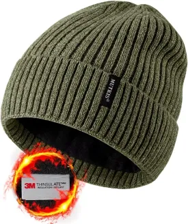 Beanie Hats for Men 30% Merino Wool Knit Hat, Winter Hats for Women Thick Warm Lined, Beanie for Women Cold Weather Skull Cap