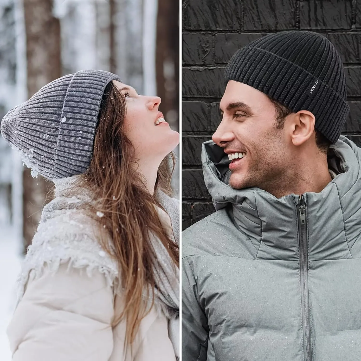 Beanie Hats for Men 30% Merino Wool Knit Hat, Winter Hats for Women Thick Warm Lined, Beanie for Women Cold Weather Skull Cap