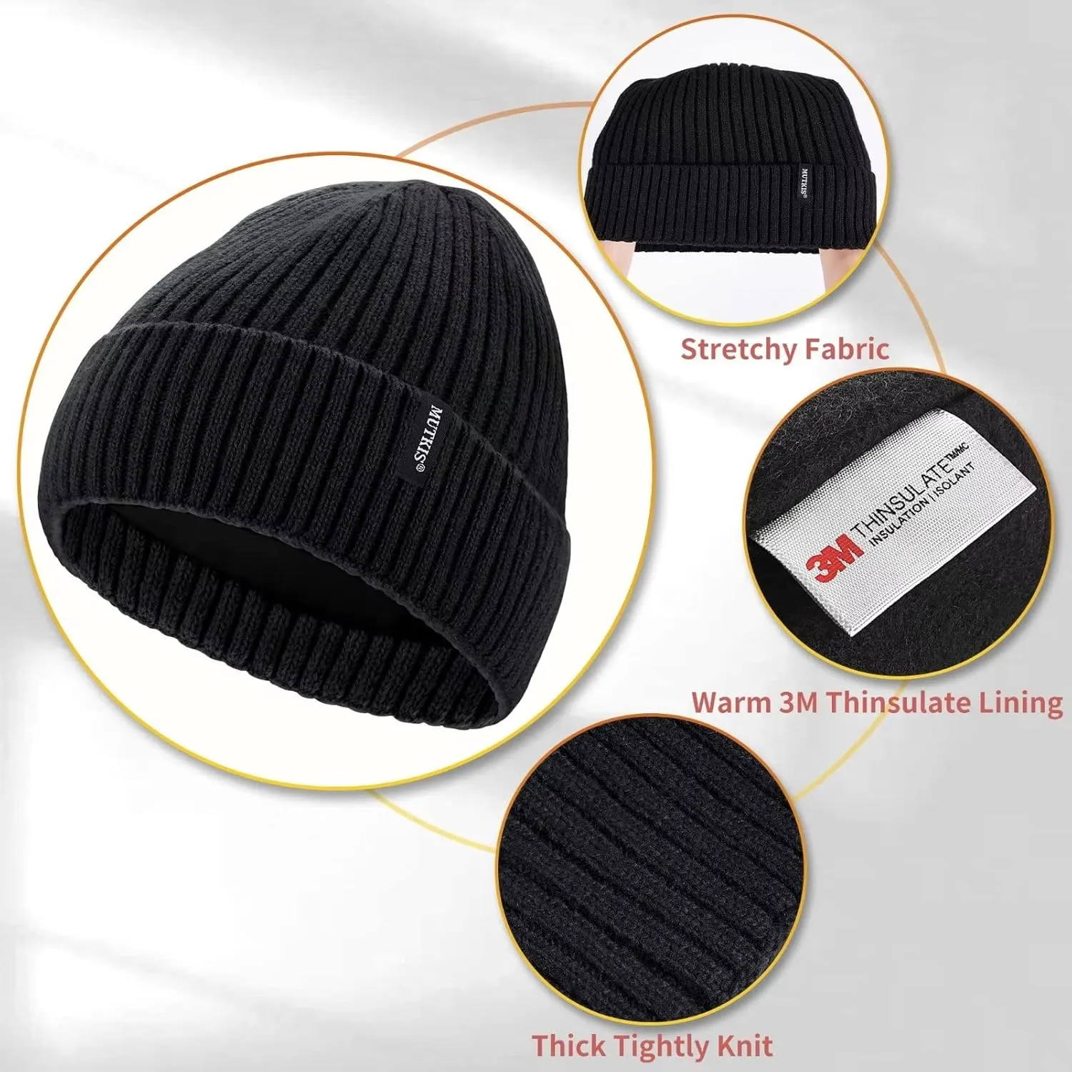 Beanie Hats for Men 30% Merino Wool Knit Hat, Winter Hats for Women Thick Warm Lined, Beanie for Women Cold Weather Skull Cap