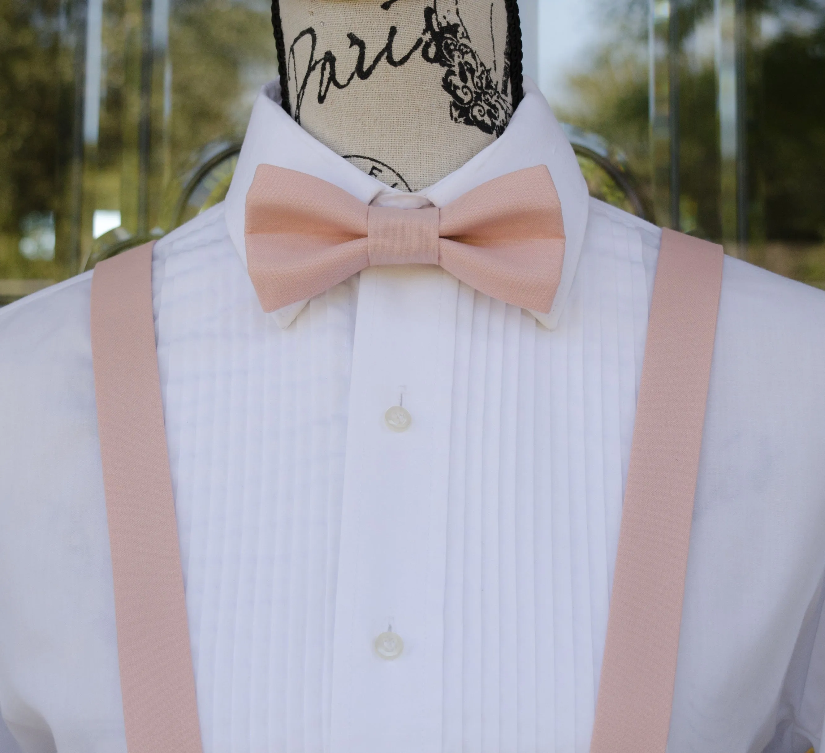 Blush Pink Bow Tie and/or Suspenders (195)