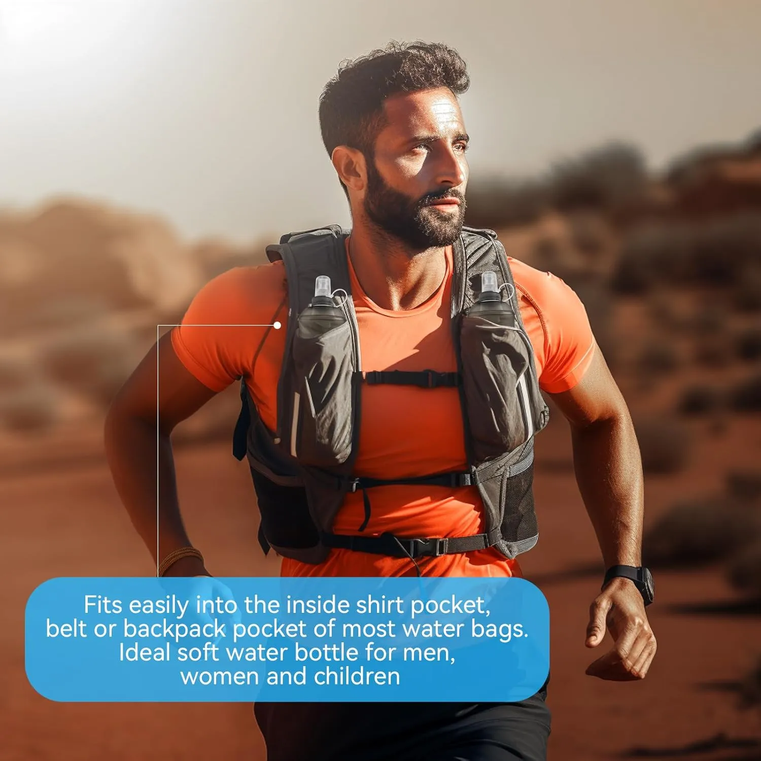 Buite 250ML Soft Flask, Portable TPU Soft Flask Running Bottles for Running Vest, Hydration Pack - Ideal for Hiking Cycling Climbing(Blue