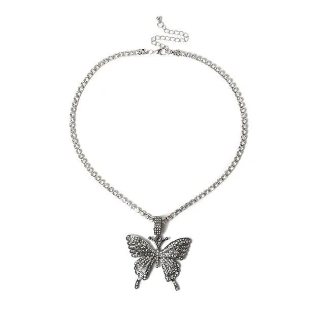 Butterfly Crystal Choker Necklace