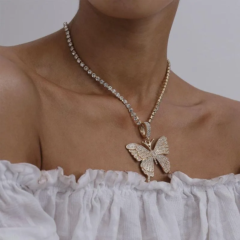 Butterfly Crystal Choker Necklace