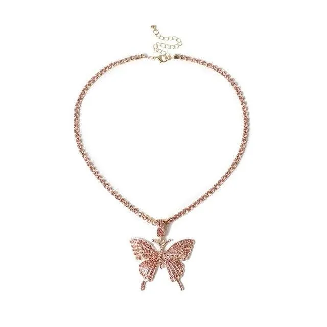 Butterfly Crystal Choker Necklace