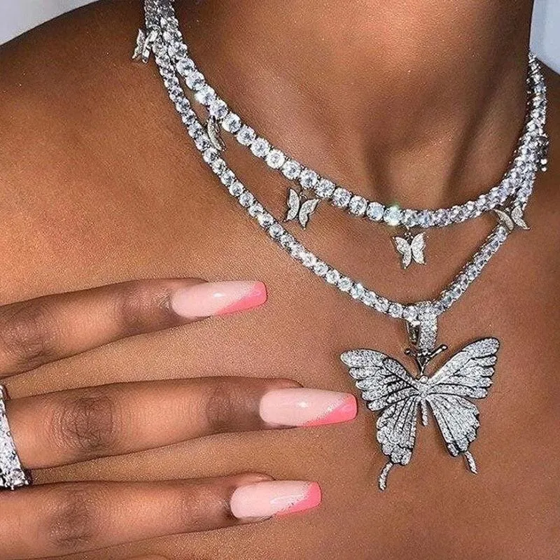 Butterfly Crystal Choker Necklace