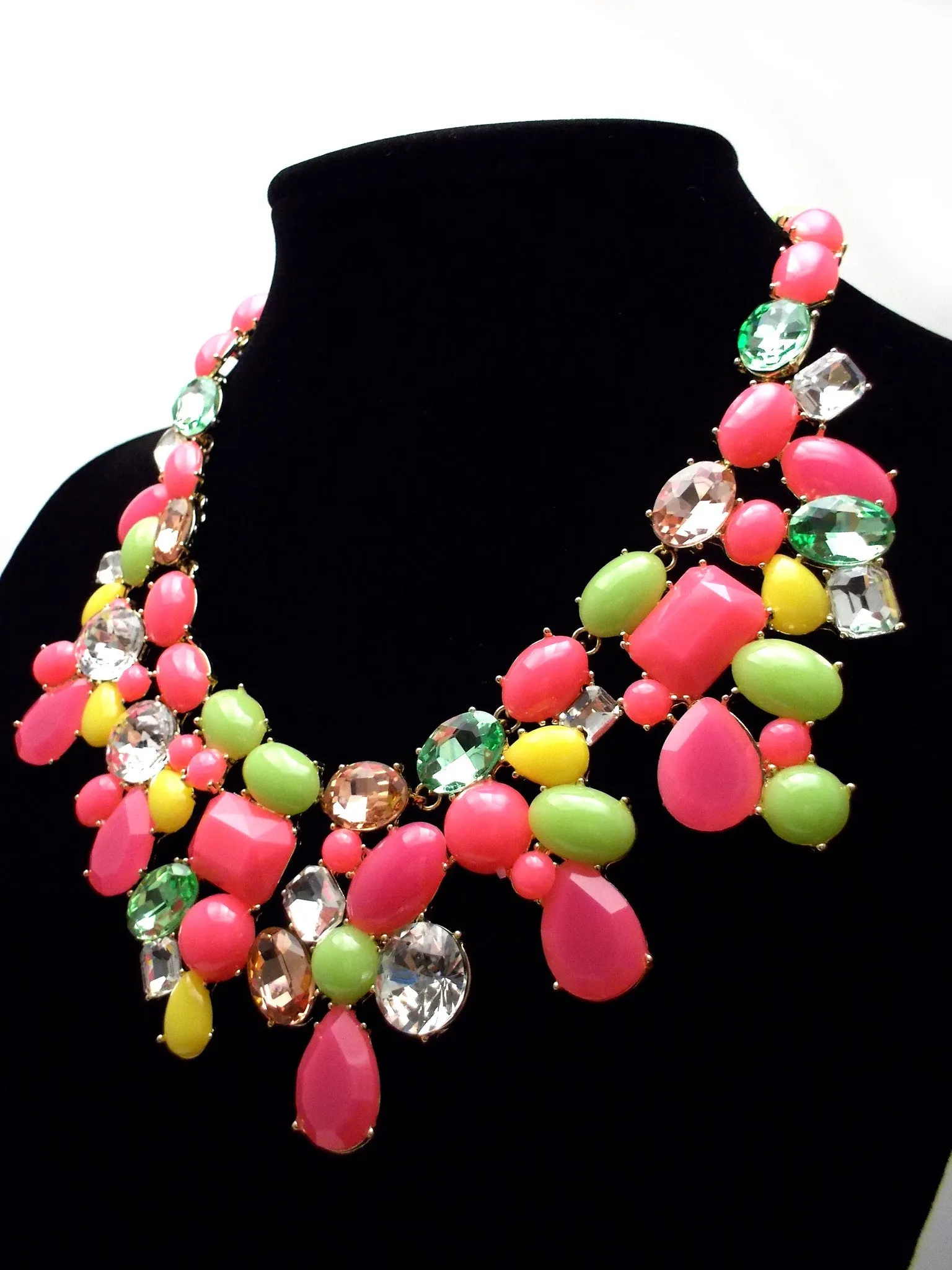 Candy Color Mix Statement Necklace- Neon