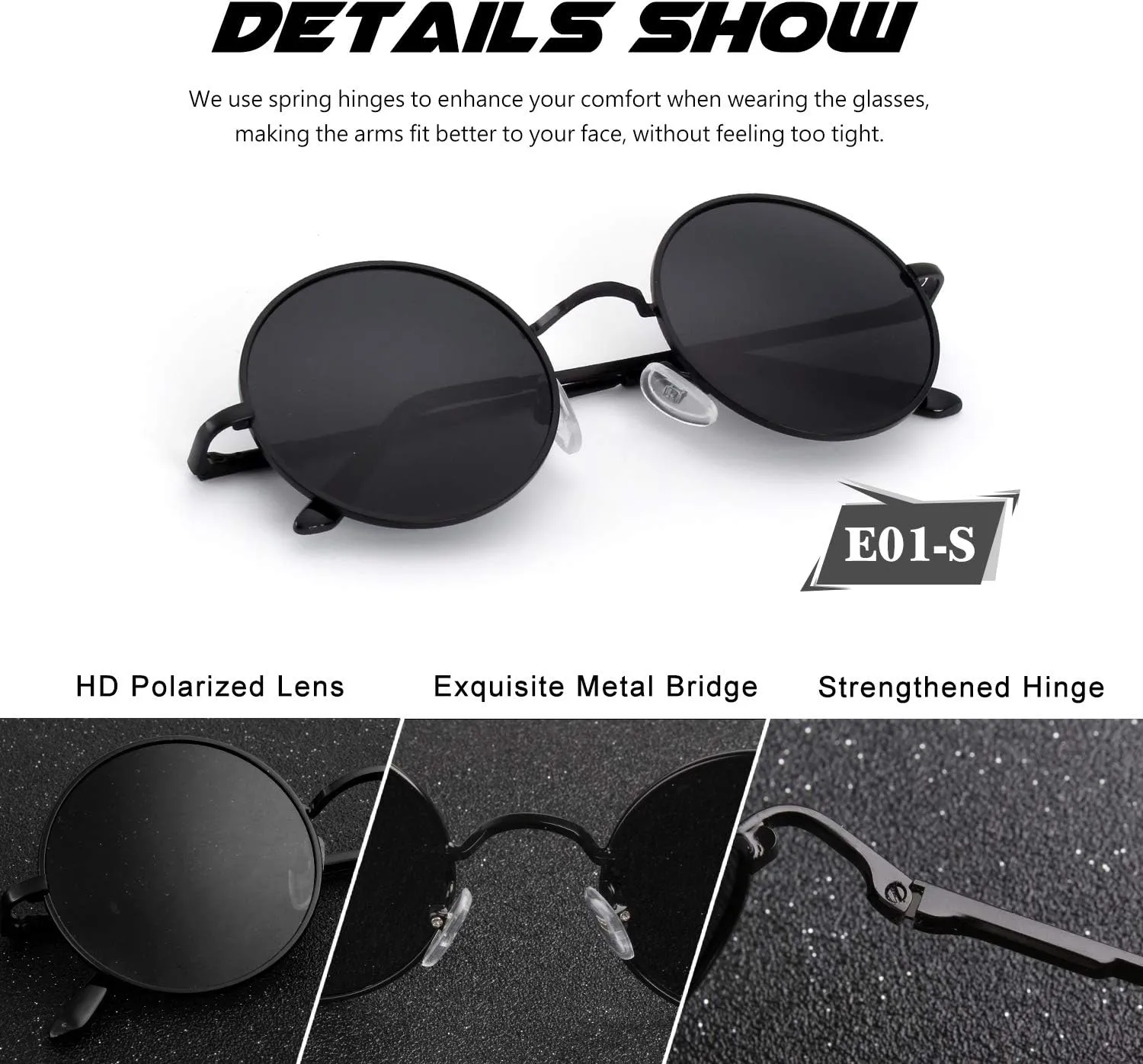 CGID Retro Round Polarized Sunglasses Mens Womens Circle Metal Hippie Shades UV400 Protection E01