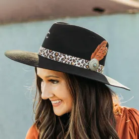 Charlie 1 Horse | Heatseeker Wool Felt Hat with Leopard Band in Black