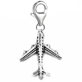 Clip on Airplane Dangle Charm Pendant for European Clip on Charm Jewelry w/ Lobster Clasp