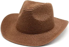 Cowboy Straw Hat for Women and Men Wide Brim Western Beach Panama Sun Hat Shapeable Trendy Fedora Cowgirl Hats
