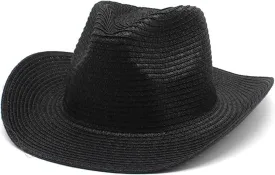 Cowboy Straw Hat for Women and Men Wide Brim Western Beach Panama Sun Hat Shapeable Trendy Fedora Cowgirl Hats