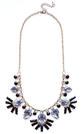 Crystal Fan Statement Necklace- Black