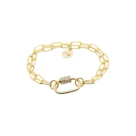 Crystal Link Lock Charm Bracelet