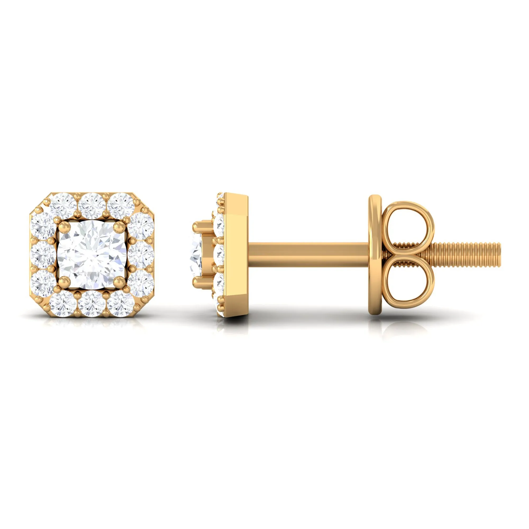 Cubic Zirconia Halo Stud Earrings