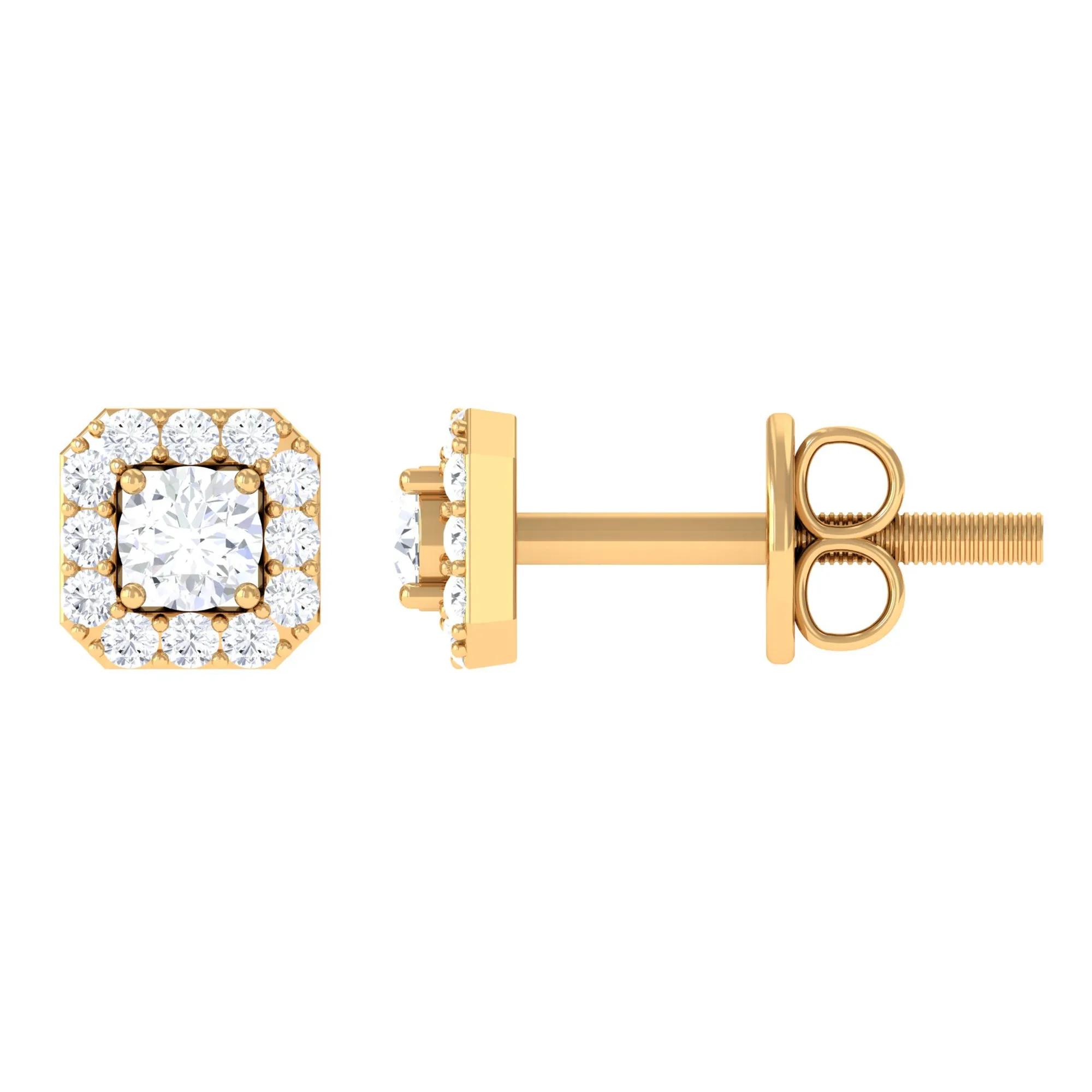 Cubic Zirconia Halo Stud Earrings