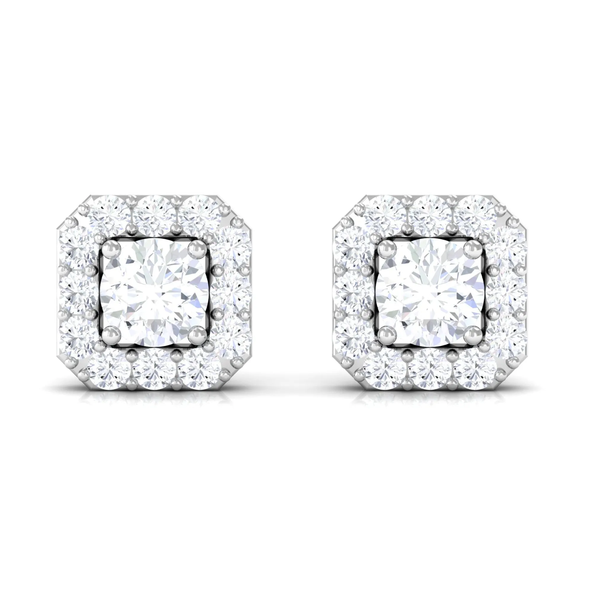 Cubic Zirconia Halo Stud Earrings