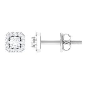 Cubic Zirconia Halo Stud Earrings