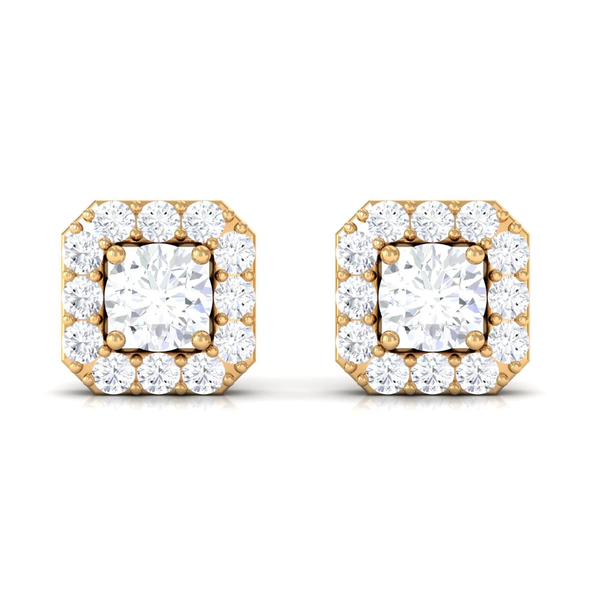 Cubic Zirconia Halo Stud Earrings